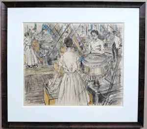 Jan Toorop - Rogneerkamer in kaarsenfabriek, litho (mooi ingelijst) kopen? Bied vanaf 395!