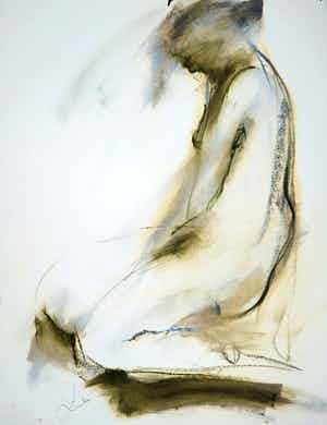 Franscz Witte - Gemende techniek op papier, Figuur I verkocht voor € 1!