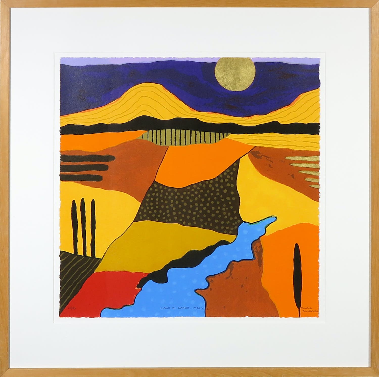 Ronald Boonacker - Zeefdruk, Lago di Garda I - Ingelijst verkocht voor € 50!