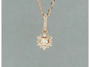 14k rosé gouden collier en hanger met briljant geslepen diamanten tot. 0.26ct kopen? Bied vanaf 375!