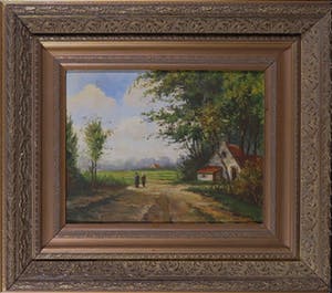 Niet of onleesbaar gesigneerd - Olieverf op paneel, Landschap - Ingelijst kopen? Bied vanaf 10!