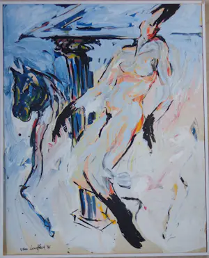 Peter van den Hurk - NAAKTE VROUW MET PAARD / OLIEVERF KARTON / 101x81cm / KADER / SIG / 1985 kopen? Bied vanaf 110!