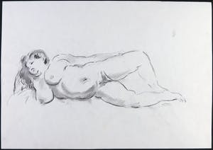 Jan Sluijters (jr.) - Krijttekening met papier, Staand naakt kopen? Bied vanaf 1!