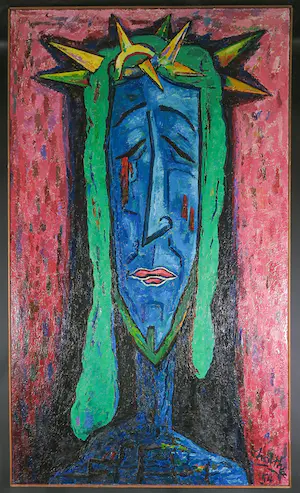 Jan van Holthe - Olieverf op doek, Christus blue - Ingelijst (Zeer groot) kopen? Bied vanaf 100!