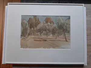 Hans Olsthoorn - Aquarel, Olijfboom en Cypressen. kopen? Bied vanaf 40!
