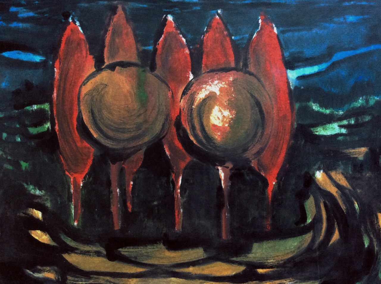 Irene Joffroy - Landschap met bomen - olieverf op stevig papier kopen? Bied vanaf 40!