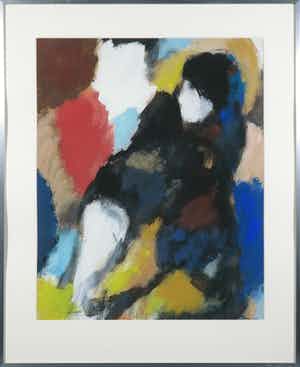 Eugene Brands - Grote sprekende gouache, getiteld Kind - Ingelijst verkocht voor € 1600!