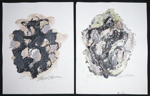 Bert Braam - Gemengde techniek op papier, Lot van twee abstracte composities kopen? Bied vanaf 1!