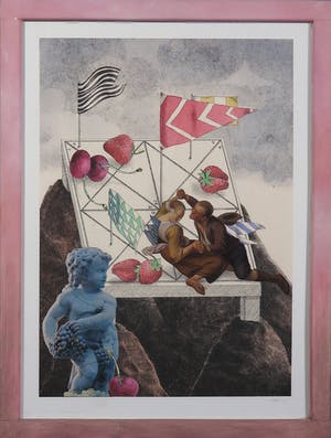 Ada van de Vijver - Gemengde techniek op papier, Collage kopen? Bied vanaf 1!