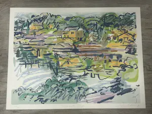 Nell Blaine - Cove with Barge, lithografie kopen? Bied vanaf 75!