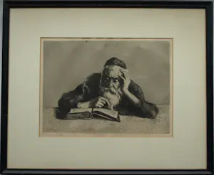 Hermann Struck - Ingelijste ets , Grandfather – 1928 kopen? Bied vanaf 1!
