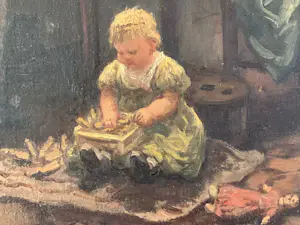 H. van Straaten - Ingelijst olieverf op doek , In de boerderij , interieurscene kopen? Bied vanaf 60!