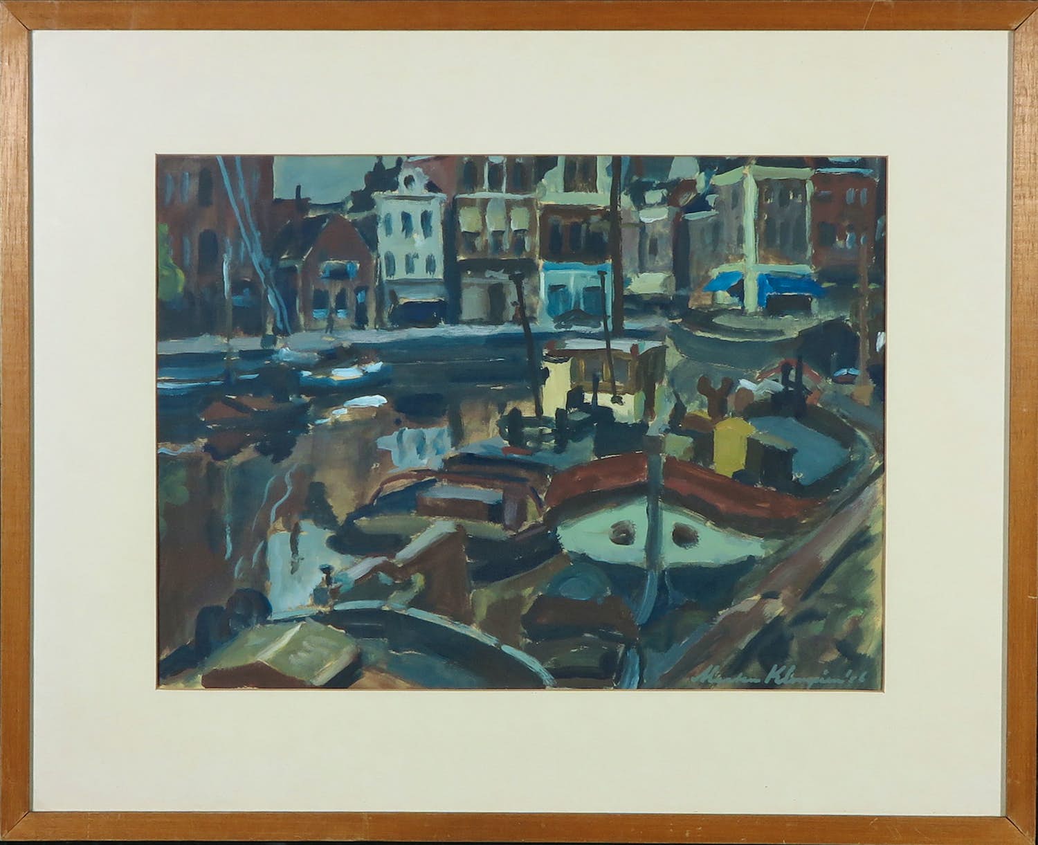 Marten Klompien - Gouache, Westerhaven Groningen - Ingelijst kopen? Bied vanaf 450!