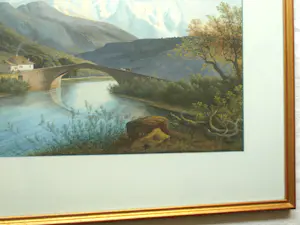 Henri Knip - Ingelijste gouache , Landschap Zwitserland – ca. 1870? - Lijst, 73 x 93 cm. kopen? Bied vanaf 10!