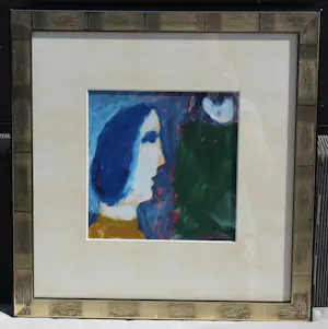 Eugène Brands - Ingelijste olieverf op papier: meisje met palet- 1957 (nette lijst!) kopen? Bied vanaf 1995!