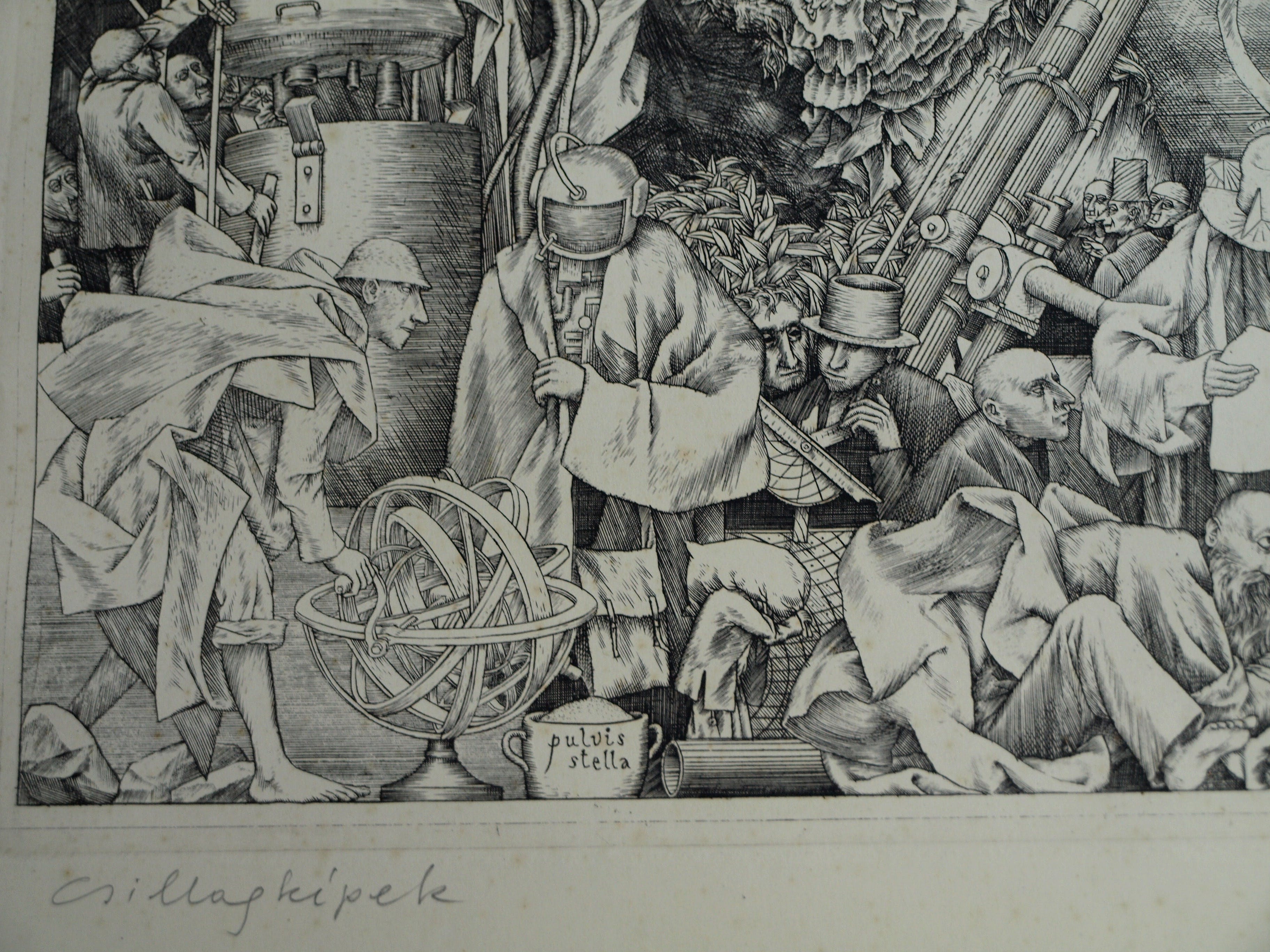 Niet of onleesbaar gesigneerd - GROTE ets, “Csillagképek” (Sterrenbeelden) – gesigneerd –ca 1975 – oplage 1 / 15 kopen? Bied vanaf 1!