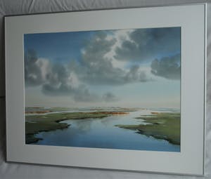 Jan Groenhart - Ingelijste aquarel , Landschap in Wormer en Jisperveld – GROOT kopen? Bied vanaf 10!