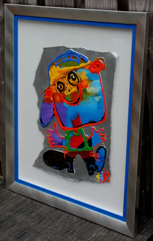 Ad Verstijnen - Ingelijste olieverf op papier: "Happy'' kopen? Bied vanaf 250!