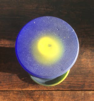 Niet of onleesbaar gesigneerd - GLAZEN VAAS, groen-blauw kopen? Bied vanaf 1!