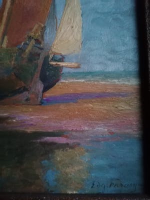 Edgard Farasyn - 'Zeilboten op het strand' kopen? Bied vanaf 495!