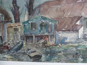 Albert Zwartjes - Aquarel. Huisjes aan het slot in `s - Graveland kopen? Bied vanaf 50!