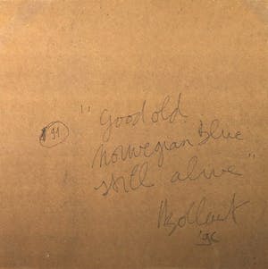 Jan Bollaert - Gemengde techniek op board, Good old Norwegian blue still alive kopen? Bied vanaf 50!