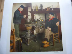 Lucien Van de Velde - Litho, Titel, "Interieur te Bokrijk ". kopen? Bied vanaf 20!