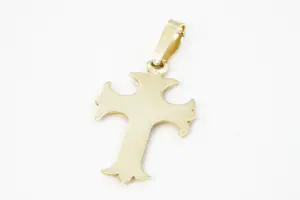 25 - Bijzondere 14 karaats - geel-gouden kruis hanger -Franse lelie motief kopen? Bied vanaf 180!