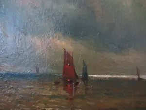 Alfred Stevens - (1823-1906) Zeegezicht Zeilboten kopen? Bied vanaf 250!