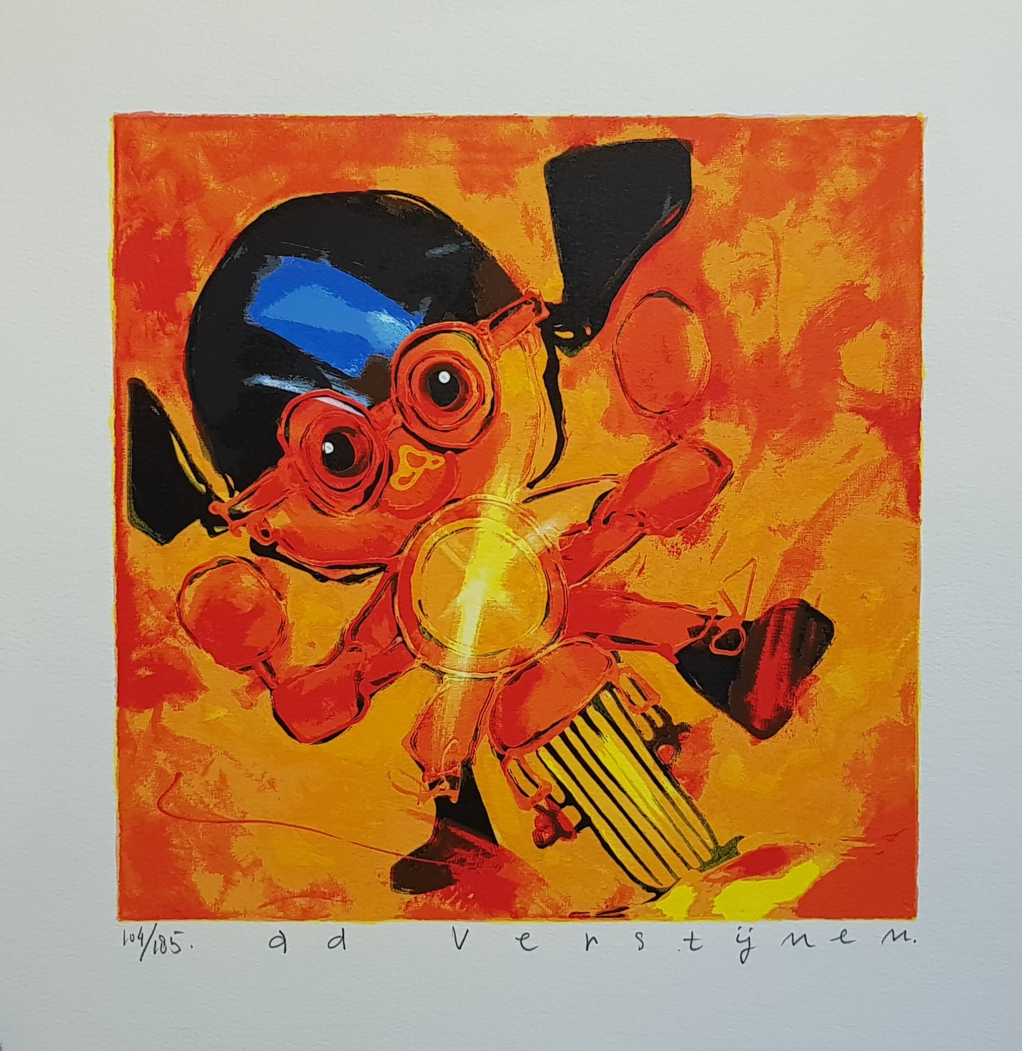 Ad Verstijnen - Motorrijdertje, zeefdruk verkocht voor € 40!