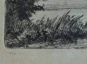 Piet Kraus - Ets , Gezicht op de Biesbosch – gesigneerd & ingelijst – 1944 kopen? Bied vanaf 1!