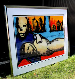 Herman Brood - grote ingelijste zeefdruk: Metro lovers (prachtige lijst!) kopen? Bied vanaf 695!