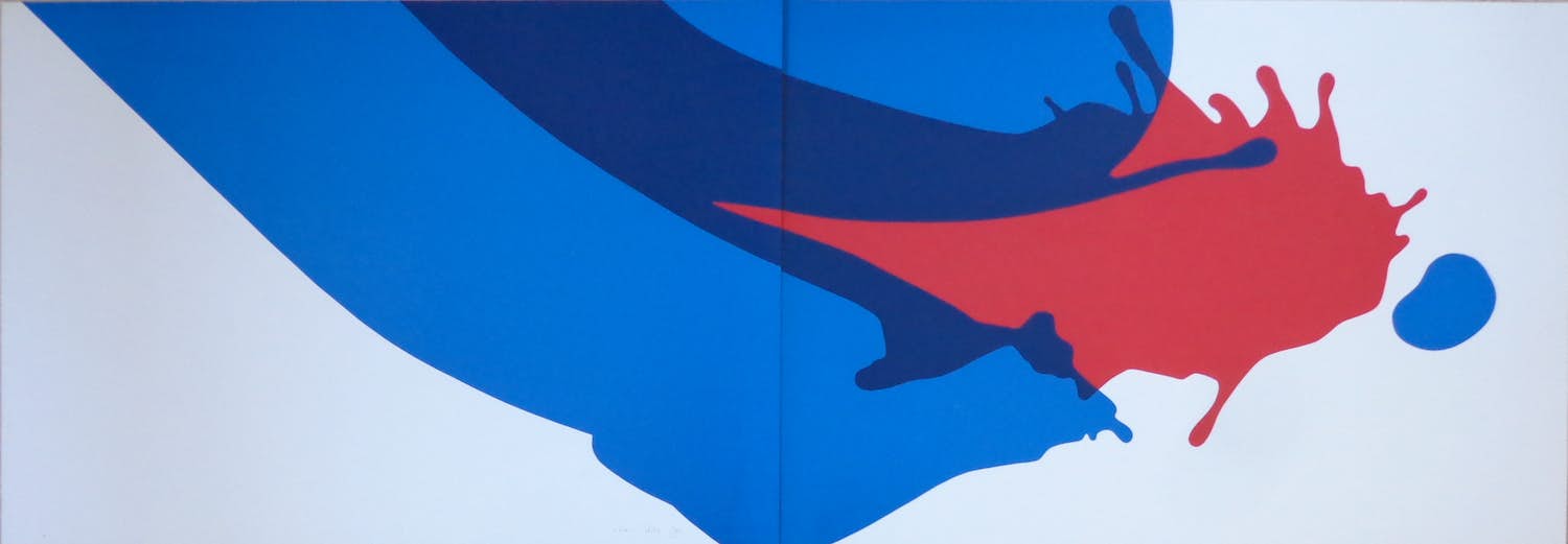 Gerrit Westerveld - ABSTRACTIE / KLEURZEEFDRUK / 70x200cm / SIG / HEEL GROOT verkocht voor € 50!