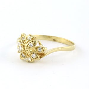 14k geel gouden ring bezet met briljant geslepen diamant totaal 0.10ct kopen? Bied vanaf 140!