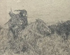 Marius Bauer - handgesigneerde ets | 'De ruiter' | 1897 (INGELIJST) kopen? Bied vanaf 200!
