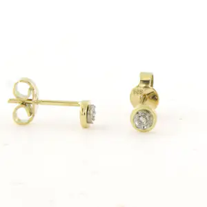 14k gouden solitair oorknoppen met single cut geslepen diamant tot. 0.01ct kopen? Bied vanaf 100!