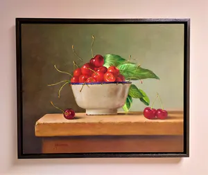 Hans Habraken - Emaillen schaal met kersen kopen? Bied vanaf 525!