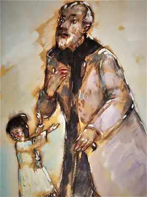 Niet of onleesbaar gesigneerd - Interessant in 1908 geschilderde gem Techniek "man en kind" gesigneerd kopen? Bied vanaf 1!