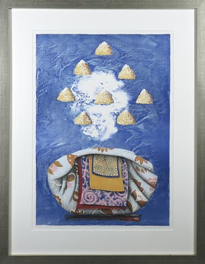Lon Buttstedt - Litho, Himalaya Blues V - Ingelijst kopen? Bied vanaf 35!