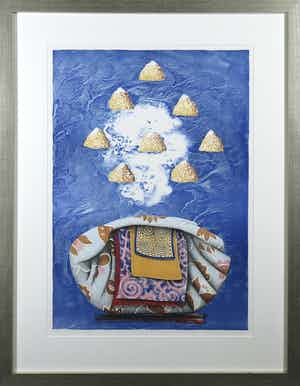 Lon Buttstedt - Litho, Himalaya Blues V - Ingelijst verkocht voor € 35!