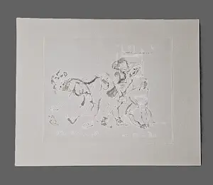 Theo Daamen - in 1988 gemaakt aquarel/inkt op papier "uitslover" met persoonlijke opdracht kaufen? Bieten Sie von 54!