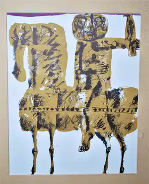 Georg Bernhard - Ruiter met valk -3-kleurenlitho uit 1964 --> gratis verzending NL verkocht voor € 50!