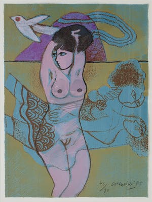 Corneille - Handbeschilderde litho: Les Amies (1985) - Nieuw ingelijst kopen? Bied vanaf 950!