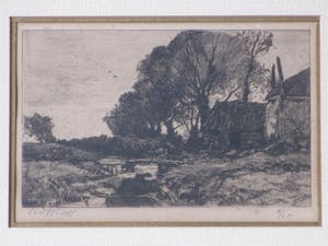 Chris van der Windt - Boerderij met hooiberg aan een sloot - Ets kopen? Bied vanaf 50!