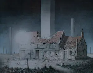 Theo Voorzaat - Vervallen huis in surrealistisch landschap kaufen? Bieten Sie von 225!
