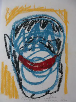 Simon Vinkenoog - Krijttekening: Spiegelbeeld - 2002 kopen? Bied vanaf 120!
