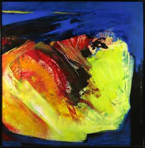 Niet of onleesbaar gesigneerd - Olieverf op hout, Abstracte compositie - Ingelijst (Zeer groot) verkocht voor € 10!