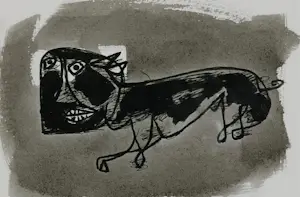 Corneille - Ingelijste met aquarel opgehoogde zeefdruk: CoBra Cat - 2003 (Uniek item!) kopen? Bied vanaf 499!