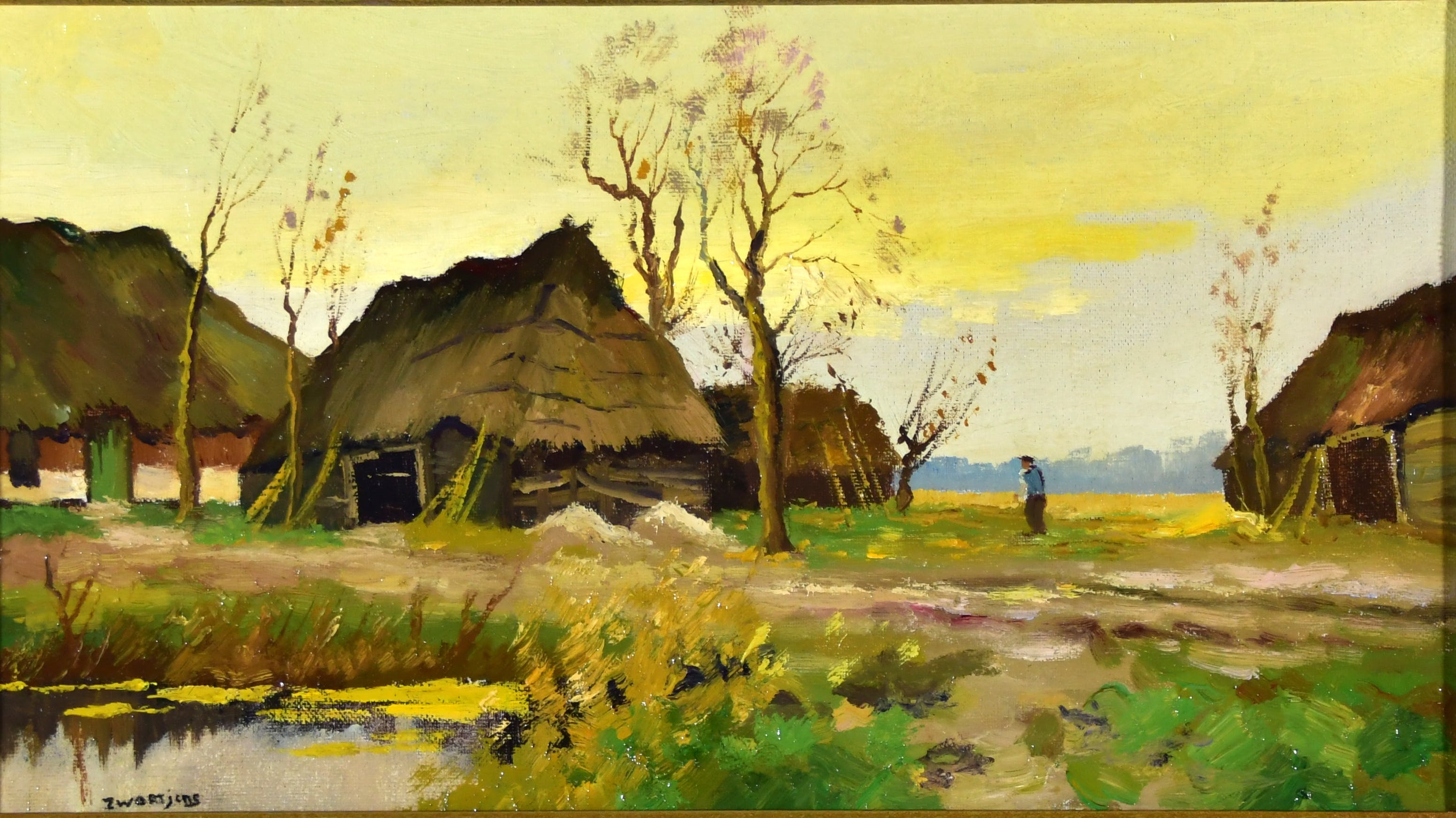 Albert Zwartjes - (1902-1976) - Landschap - Boerenerf - Olieverf op doek - gesigneerd l.o. kopen? Bied vanaf 175!