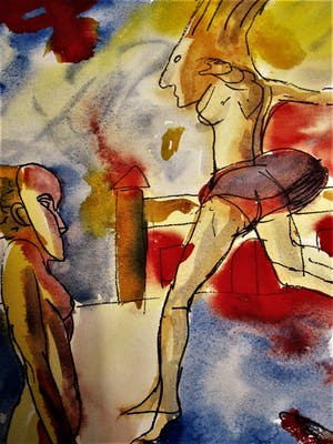 Peter Klashorst - 1982 "Nieuwe Wilden" periode - Gouache op papier - naakten - gesigneerd kopen? Bied vanaf 68!